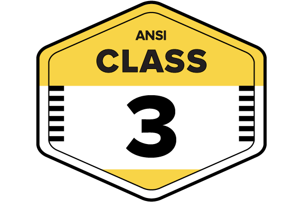 ANSI Class 3 high-visibility apparel badge