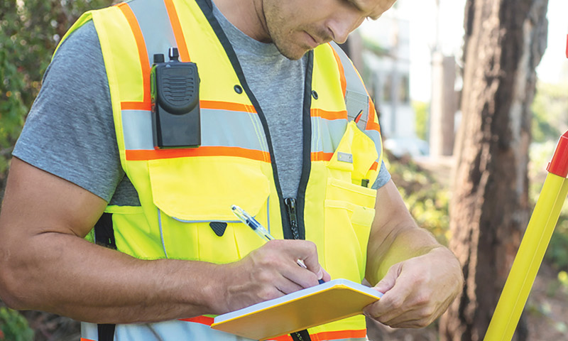 Worker in a Class 2 hi-vis safety vest